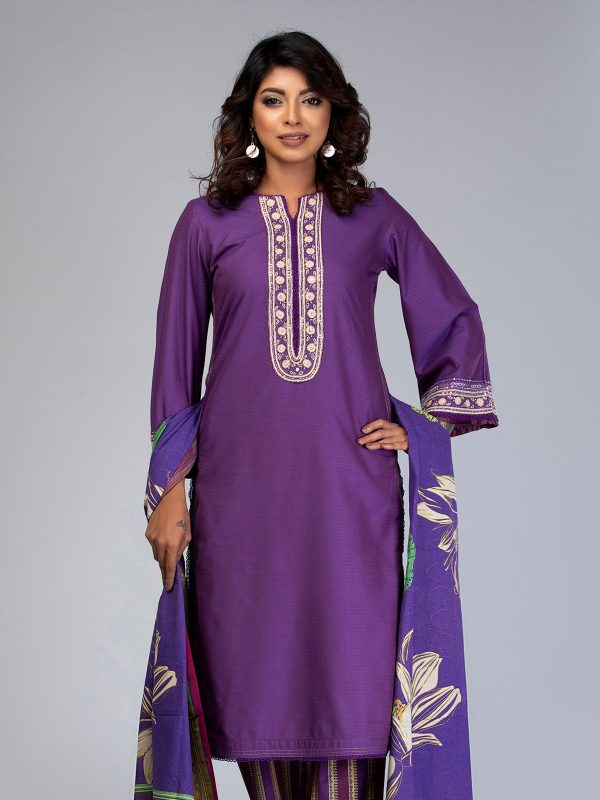 Purple Jamawar Theme Shalwar Kameez