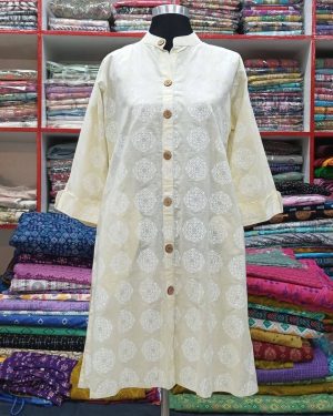 Slab Cotton Kurti (Off-White)