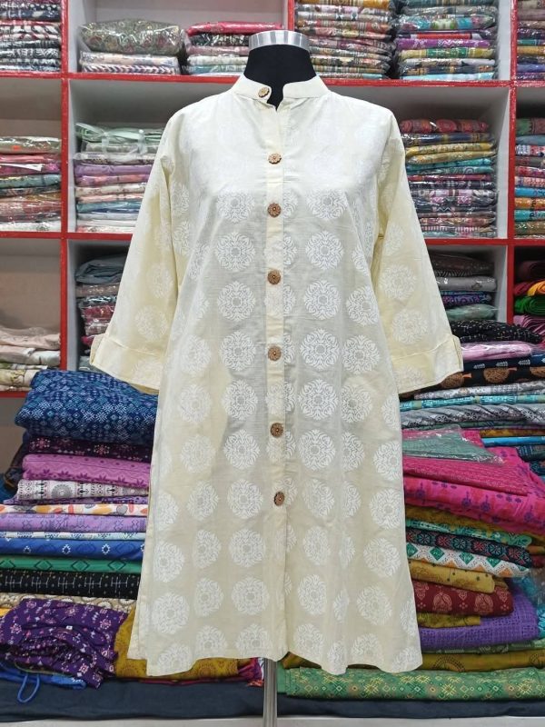 Slab Cotton Kurti (Off-White)